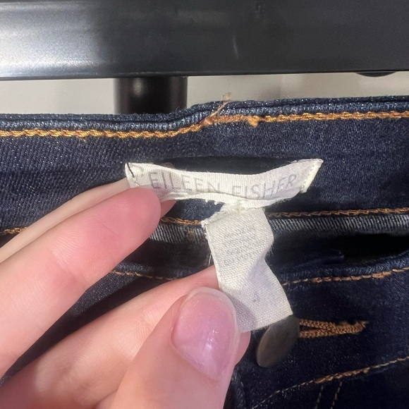 Eileen Fisher Jeans 4 Slim Tapered Tri Blend Dark Wash Stretch Organic Cotton - Picture 3 of 5